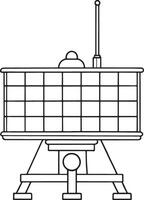 Line drawing of satcom equipment in clean outlined black and white vector