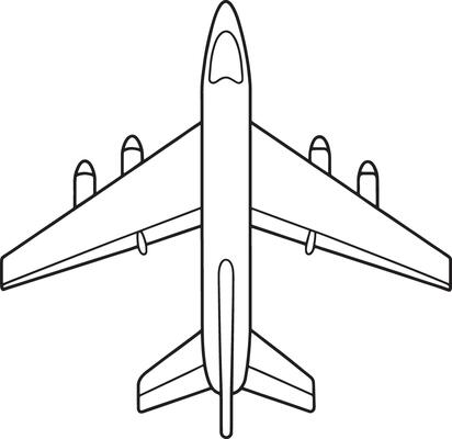 Bomber aircraft in outline design for aviation or military visuals