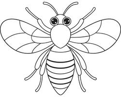 Bee cartoon drawing for coloring book fun and insect education vector