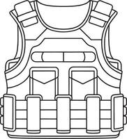 Black and white tactical vest for military gear coloring or design vector