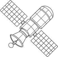 Satellite communication system line art for data and tech themes vector