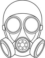 Gas mask with visor and filter in outlined style for industrial safety visuals vector