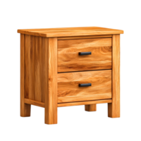 Wooden Bedside Table with Two Drawers in Elegant Natural Finish and Simple Design png