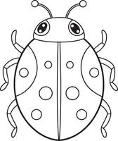 Ladybug cute bug drawing for coloring books and children crafts vector