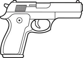 Semi automatic handgun drawing in outline style for safety awareness themes vector