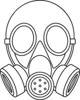 Outlined gas mask in monochrome for safety equipment or design use vector