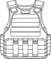 Kevlar vest outline drawing ideal for security and safety gear designs vector