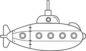 Submarine outline drawing for educational or nautical themed coloring vector
