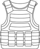 Body armor vest drawing in outline style for security and protection visuals vector