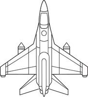 Jet fighter illustration in outline style perfect for aviation and defense visuals vector