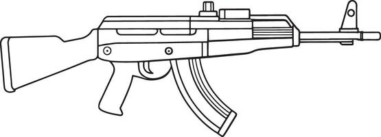 Assault rifle outline artwork for modern weapon design and use vector