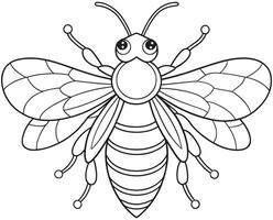 Honeybee cartoon insect drawing for coloring and classroom activities vector