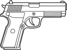 Handgun outline design in clean black and white for firearm education or design vector
