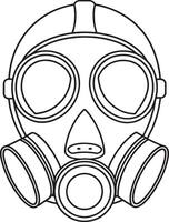 Post apocalyptic gas mask illustration in dramatic outline art style vector