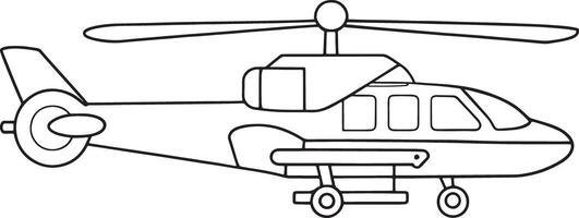 Attacking helicopter outline drawing in minimal black and white vector