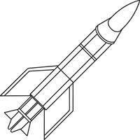 Surface to air missile outlined drawing in minimal defense illustration vector