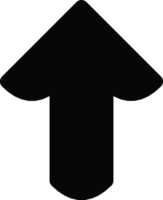 An elegant solid black arrow pointing upwards, displayed on a transparent background. Great for navigation, instruction, application icons, or directional design use within digital and web interfaces. png