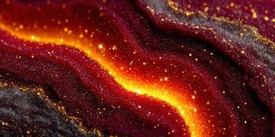 An abstract design with flowing red and orange colors and shimmering highlights. photo