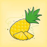 A pineapple is shown with a slice taken out vector