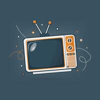 An old television with a remote control and a remote control vector