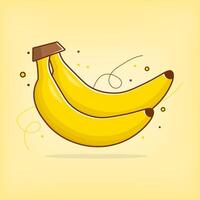 Bananas on yellow background with swirls vector