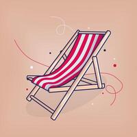 A beach chair with red and white stripes vector
