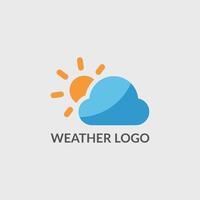 Weather forecast logo with sun and cloud in modern flat style for climate application or web icon vector