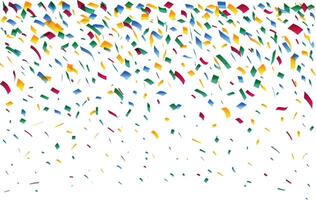 Dense top-falling confetti background with bright celebration particles on transparent design vector