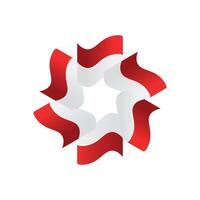 The red and white flag of Indonesia is in the form of floral on a white background vector