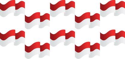 The red and white flag of Indonesia is in the form of waves seamless patterns vector