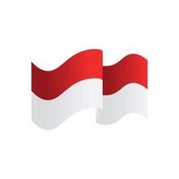 The red and white flag of Indonesia is in the form of waves on a white background vector