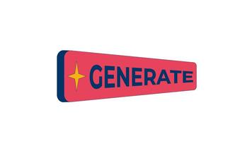 AI generate button pressing 2D cartoon object animation. Artificial intelligence output prompt. Input ui element algorithm. Start command pushing animated flat colorful item 4K isolated on white video
