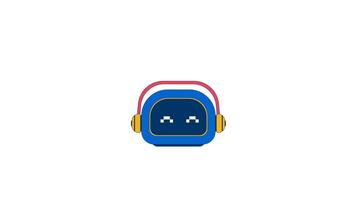 Music listening robot with headphones wireless signal 2D character animation. AI companion fun. Tech mascot. Robotic technology animated personage cartoon 4K isolated on white transparent video