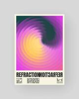 Abstract poster design. Geometric glass refraction and distortion gradient. Retro-futuristic optical refraction vector