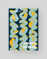 Bright retro abstract poster with fluid 3D shapes. Vivid Tubes with Gradient Effect. Squiggle colorful composition. vector