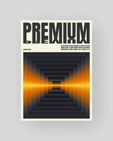 Retro-futuristic and abstract poster design. Geometric glass refraction and distortion gradient. Yellow line vector