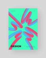 Bright abstract poster with fluid shapes. 3d Tubes with Gradient Effect. Squiggle colorful composition. vector