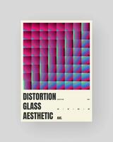Retro-futuristic and abstract poster design. Geometric glass refraction and distortion gradient. Lens diffraction vector