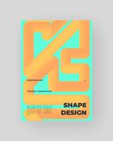 Bright abstract poster with fluid 3D shapes. Orange Tubes with Gradient Effect. Squiggle colorful composition. vector
