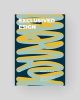 Retro colors poster with fluid 3D shapes. Vivid Tubes with Gradient Effect. Squiggle colorful composition. vector