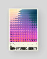 Abstract poster design. Geometric glass refraction and distortion gradient. Retro-futuristic cover vector