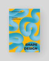 Blue-orange abstract poster with fluid 3D shapes. Vivid Tubes with Gradient Effect. Squiggle colorful composition. vector