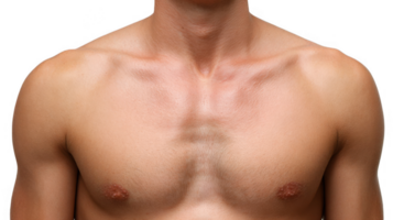Man showing his chest and shoulders on transparent background png