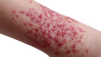 Measles rash closeup showing maculopapular eruption on transparent background png
