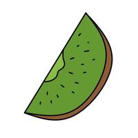 Simple hand drawn kiwi fruit slice howing the green flesh and black seeds vector