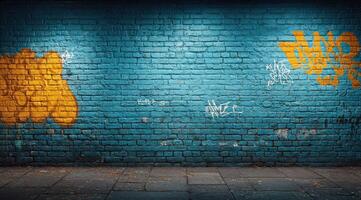 Aged Brickwork With Abstract Patches of Golden Yellow photo