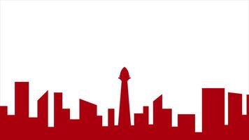 A red skyline of Jakarta with Monas symbolizing Indonesian national pride. 4k Animation video