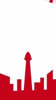 Silhouette of Monas with red fireworks to commemorate Indonesian Independence Day. Vertical Animation video