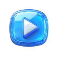 Glossy blue play button digital media interface design png