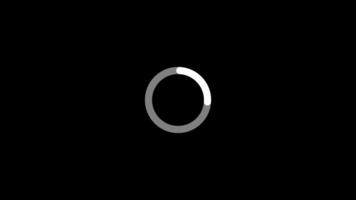 Fading black and white circle loading icon loop out animation with black background video
